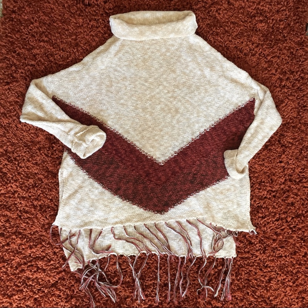 Pullover sweater fringe chevron